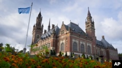 FILE - View of the Peace Palace which houses World Court in The Hague, Netherlands, Sept. 19, 2023. 