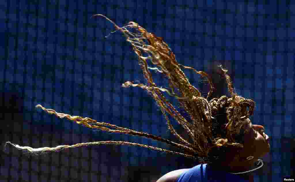 France's Amanda Ngandu-Ntumba competes in the women's discus throw during the European Athletics Championships at Stadio Olimpico, in Rome, Italy.