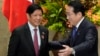 FILE - Japan's Prime Minister Fumio Kishida, right, greets Philippines' President Ferdinand Marcos Jr., at the prime minister's official residence in Tokyo, Dec. 17, 2023. Officials from the two countries are expected to formally strengthen bilateral strategic ties Monday.