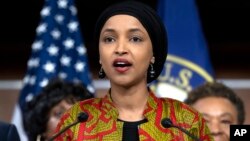 FILE - Rep. Ilhan Omar, a Democrat representing Minnesota, speaks during a news conference on Capitol Hill in Washington, May 24, 2023.