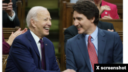 Shugaba Joe Biden da takwaransa na kasar Canada Justin Trudeau