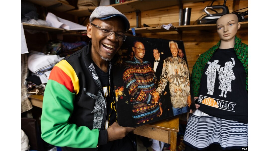 Sonwabile Ndamase is the man behind the 'Madiba shirt,' the iconic shirt that Mandela wore throughout his presidency. (Zaheer Cassim/VOA)