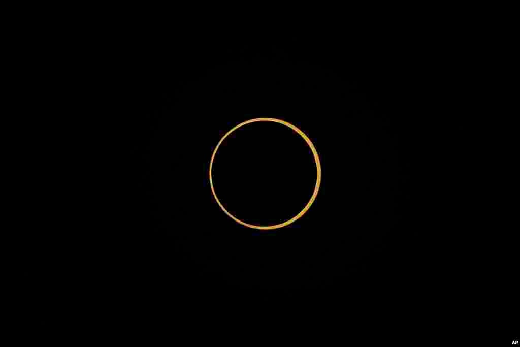 A 'ring of fire' solar eclipse is seen from Tatacoa Desert, Colombia, Oct. 14, 2023. The annular eclipse dimmed the skies over parts of the western U.S. and Central and South America.