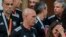 President of Spain's soccer federation, Luis Rubiales, center, stands with Spain's Women's World Cup soccer team after their World Cup victory at La Moncloa Palace in Madrid, Spain, Aug. 22, 2023. 