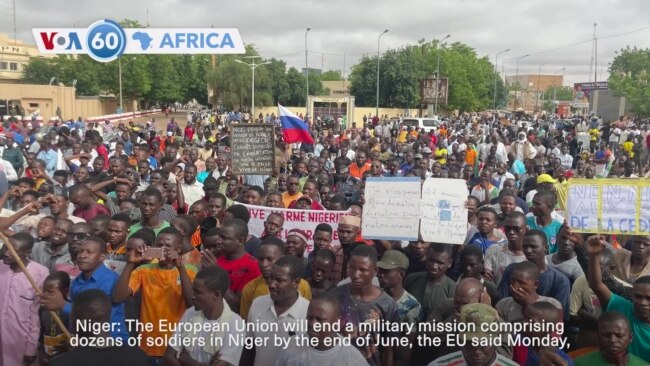 VOA60 Africa - EU to end its military mission in Niger by June 30