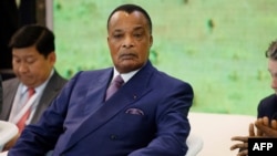 Le président de la République du Congo, Denis Sassou Nguesso, lors du sommet One Forest au palais présidentiel de Libreville le 2 mars 2023. 