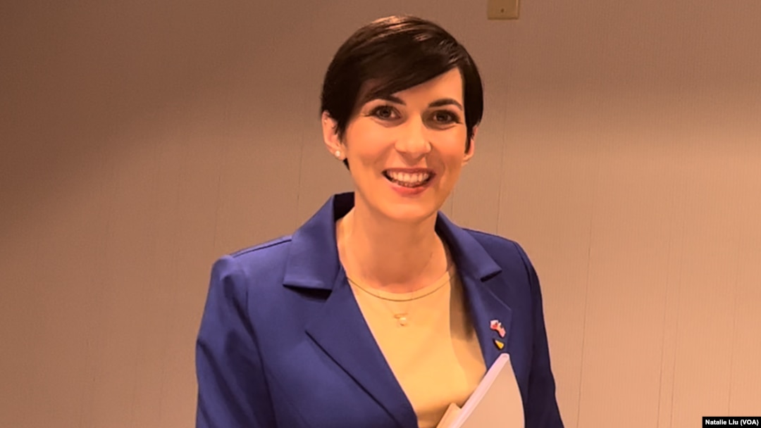 FILE- Markéta Pekarová Adamová, President (Speaker) of the Chamber of Deputies of the Czech Republic and leader of the party TOP 09, in Washington, May 2023.