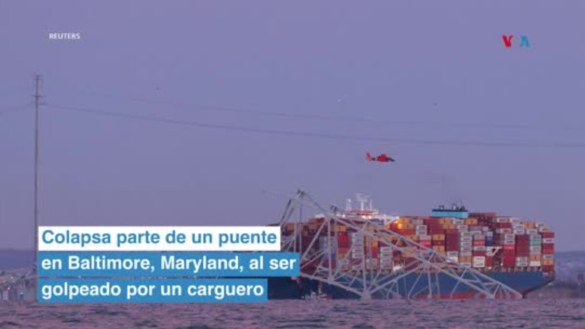 Carguero golpeó puente de Baltimore, Estados Unidos. Parte de la estructura colapsó