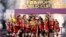 Spain's national football team celebrates winning the 2023 Women's World Cup in Sydney, Aug. 20, 2023. A new sports news site has been credited with contributing to the fall of Spanish Football Federation chief Luis Rubiales, who resigned over an unwanted kiss of a player.