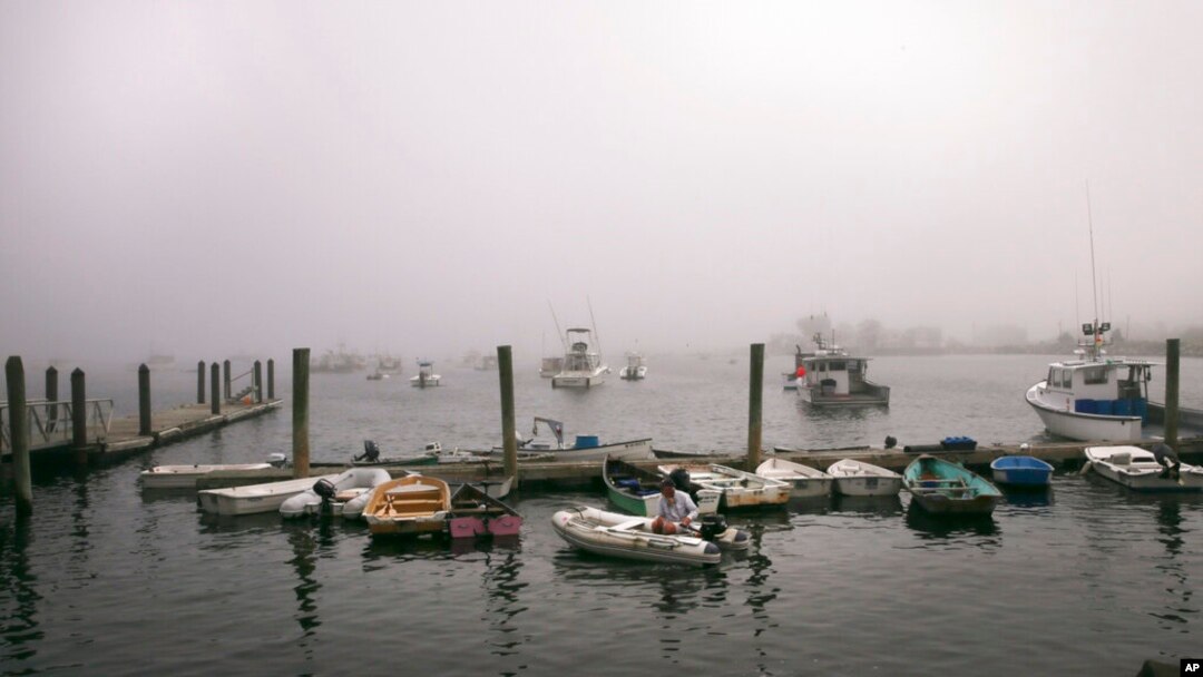 FILE - Boats are docked in Rye Harbor, New Hampshire, June 23, 2020. A whale overturned a fishing boat near Odiorne Point State Park in Rye on July 23, 2024, throwing two men overboard.