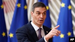 FILE - Spain's Prime Minister Pedro Sanchez arrives for an EU Summit in Brussels, March 21, 2024. Sanchez says abolishing 'golden visas' was part of his government's push to make housing a right not a speculative business.