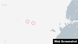 북한 서해 해상에서 북한으로 복귀하는 북한 선박 2척(원 안)이 포착됐다. 자료=MarineTraffic