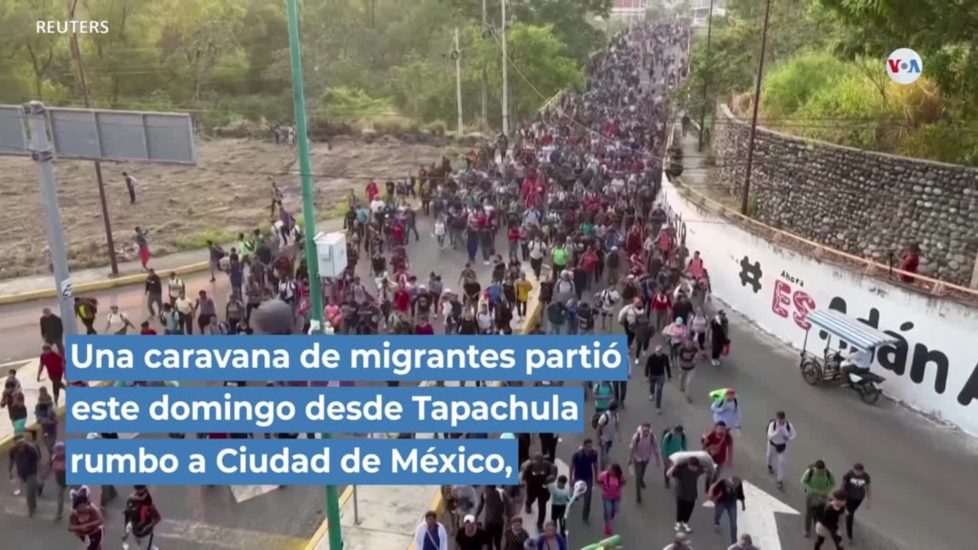 Caravana de miles de migrantes parte de Tapachula rumbo a EEUU