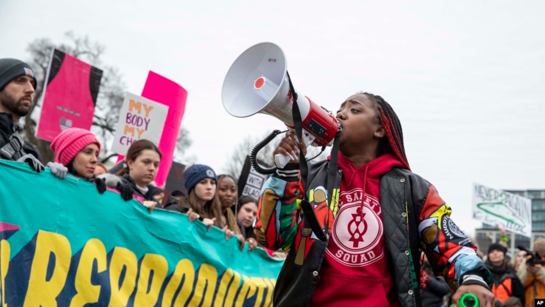 FILE - Demonstrators rally for reproductive rights in front of the White House in Washington, during the Women's March, on Jan. 22, 2023.