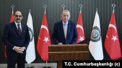 Presiden Turki Recep Tayyip Erdogan berbicara pada acara perayaan 97 tahun Badan Intelijen Nasional Turki (MIT) hari Rabu (10/1). 