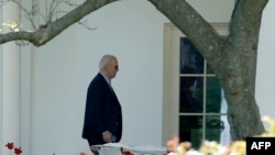 US President Joe Biden arrives at the White House in Washington, on April 13, 2024.