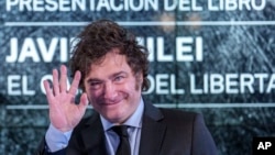 Argentina's President Javier Milei gestures in Madrid, Spain, May 17, 2024.