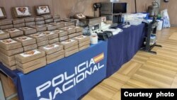 Cocaine marked with Superman logo seized from a cocaine factory in the city of Pontevedra in northwestern Spain in March. (Credit: Policia Nacional)