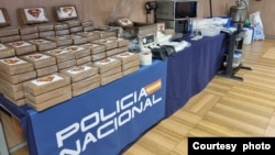 Cocaine marked with Superman logo seized from a cocaine factory in the city of Pontevedra in northwestern Spain in March. (Credit: Policia Nacional)