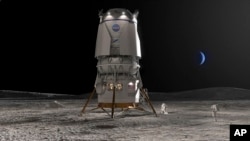 This undated image provided by Blue Origin shows the Blue Moon lander.