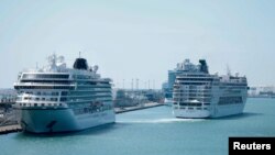 MSC Armonia cruise ship leaves Barcelona's Port, Spain, April 4, 2024. 