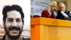 Marc dan Debra Tice, orang tua dari wartawan asal Amerika Austin Tice yang diculik di Suriah pada 2012, berbicara dalam konferensi pers di Beirut, Ibu Kota Lebanon, 4 Desember 2018. (Foto: Bilal Hussein/AP Photo)