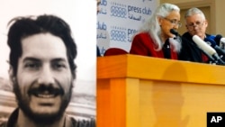 Marc dan Debra Tice, orang tua dari wartawan asal Amerika Austin Tice yang diculik di Suriah pada 2012, berbicara dalam konferensi pers di Beirut, Ibu Kota Lebanon, 4 Desember 2018. (Foto: Bilal Hussein/AP Photo)