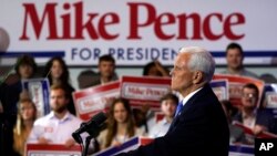 Former Vice President Mike Pence, now seeking the Republican nomination for president in 2024, speaks at a campaign event, June 7, 2023, in Ankeny, Iowa.