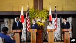 US Defense Secretary Lloyd Austin, with Secretary of State Antony Blinken, speaks during a joint news conference with their counterparts, Japanese Foreign Minister Yoko Kamikawa and Defense Minister Minoru Kihara, in Tokyo, July 28, 2024. 