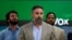 Spain's far-right Vox party leader Santiago Abascal delivers a speech during the general election, outside the party's headquarters, in Madrid, July 23, 2023.
