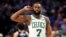  Jaylen Brown (7), gardien des Celtics de Boston lors du troisième match des Finales NBA contre Dallas, USA, le 12 juin 2024