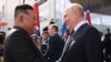 In this photo distributed by Sputnik agency, Russia's President Vladimir Putin (R) shakes hands with North Korea's leader Kim Jong Un (L) during their meeting at the Vostochny Cosmodrome in Amur region on Sept. 13, 2023.