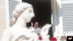 Pope Francis delivers the Angelus noon prayer in St. Peter's Square at the Vatican, March 5, 2023.