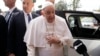 Pope Francis talks with journalists as he leaves the Agostino Gemelli University Hospital in Rome, April 1, 2023 after receiving treatment for bronchitis.