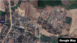 ပဲခူးတိုင်း သာယာဝတီမြို့ရှိ သာယာဝတီအကျဉ်းထောင်ကို Google မြေပုံမှတွေ့မြင်ရစဉ် 