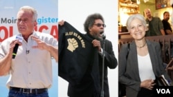 Los tres candidatos independientes que a la fecha se han postulado a la Casa Blanca para los comicios del 2024: de izquierda a derecha, Robert F. Kennedy Jr, Cornel West y Jill Stein.