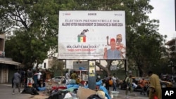 Banners encouraging people to vote in the upcoming presidential election hang in Dakar, Senegal, on March 20, 2024. In French it reads: 