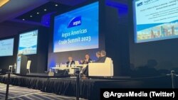 Участники дискуссионной панели на саммите нефтяников Argus Americas обсудили в четверг влияние ограничительных мер и санкций на российскую нефтедобычу, Хьюстон, Техас, 16 февраля 2023 года