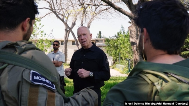 Israeli Defense Minister Yoav Gallant visits northern Israel, April 16, 2024, in this handout photo from the Israeli defense ministry. (Credit: Ariel Hermoni)
