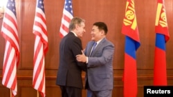 U.S. Secretary of State Antony Blinken meets with Mongolian Prime Minister Luvsannamsrain Oyun-Erdene in Ulaanbaatar, Mongolia, Aug. 1, 2024. 