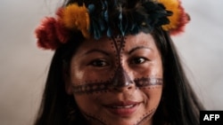 Alessandra Munduruku of the Munduruku Indigenous people, shown here in 2017, led a protest Dec. 15, 2023 against Brazil's 1,000-kilometer Ferrograo railway.