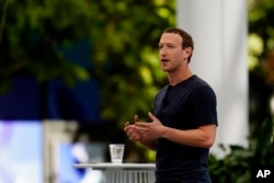 FILE - Meta CEO Mark Zuckerberg speaks during the tech giant's Connect developer conference on September 27, 2023 in Menlo Park, California.  Meta launched a new artificial intelligence system on April 18, 2024.