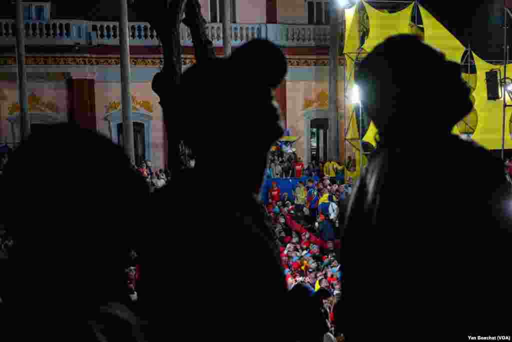 President Nicolas Maduro speaks in the courtyard of the Miraflores Palace, the seat of the Venezuelan government, in Caracas, shortly after the National Electoral Council declared him the winner of the presidential elections, July 29, 2024.