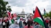 Pro-Palestinian demonstrators protest near the US Capitol before Israeli Prime Minister Benjamin Netanyahu addresses a joint meeting of Congress on July 24, 2024, in Washington.