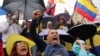 Demonstrators protest against Colombian President Gustavo Petro's reforms in the health, retirement, employment and prison sectors in Bogota, Colombia, April 21, 2024.