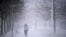 A person walks amid heavy snowfall in Randers, Denmark, Jan. 3, 2024. (Bo Amstrup/Ritzau Scanpix via Reuters)