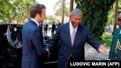 Président ya ekolo Angola João Lourenço ayambo mokakani wa ye ya France Emmanuel Macron na Luanda, 3 sanza ya misato 2023.