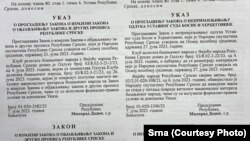 Službeni glasnik Republike Srpske (RS) objavio je ukaz predsjednika RS Milorada Dodika, Banja Luka, 09.07.2023.