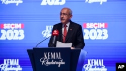 Turkish CHP party leader and Nation Alliance's presidential candidate Kemal Kilicdaroglu makes a statement at CHP headquarters in Ankara, Turkey, May 28, 2023.