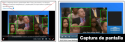 Comparación entre el fragmento viral (izquierda) y el video original de la conferencia (derecha).